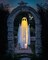 Halloween Outdoor Decorations – 5 FT Hanging Swing Ghost with LED String Lights, Spooky Cute Ghosts for Front Porch, Yard, Tree, 13 FT Adjustable Height (White)
